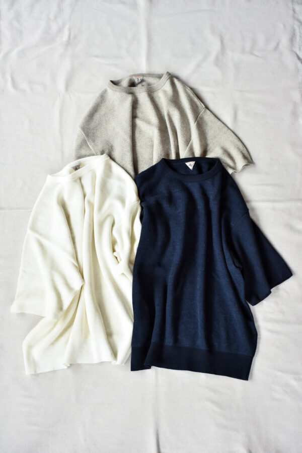 FilMelange CASEY Half Cardigan Stitch Cotton Knit T-Shirt