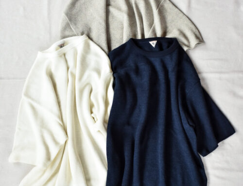 FilMelange CASEY Half Cardigan Stitch Cotton Knit T-Shirt