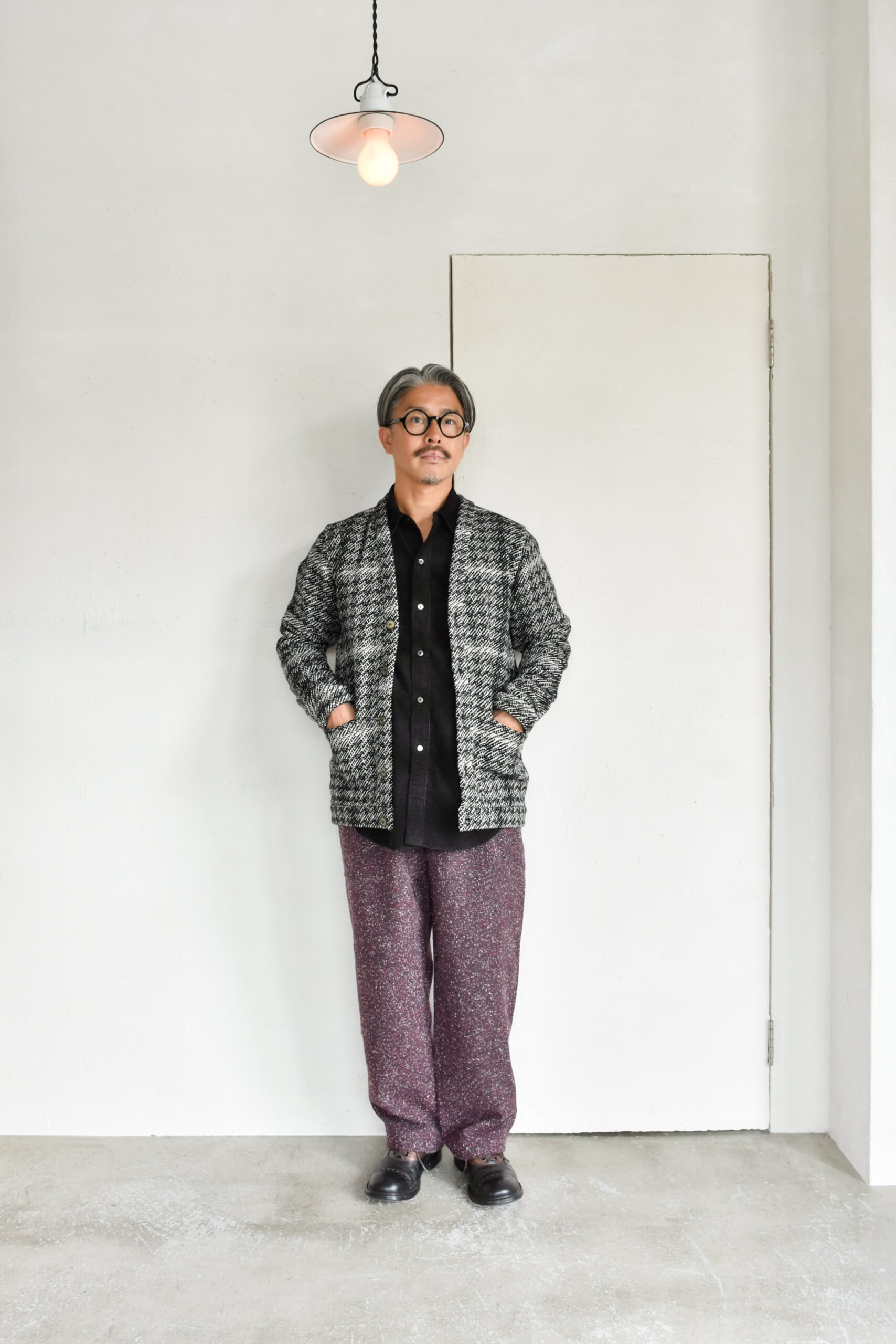 Frank Leder Black White Chequered Wool Cardigan