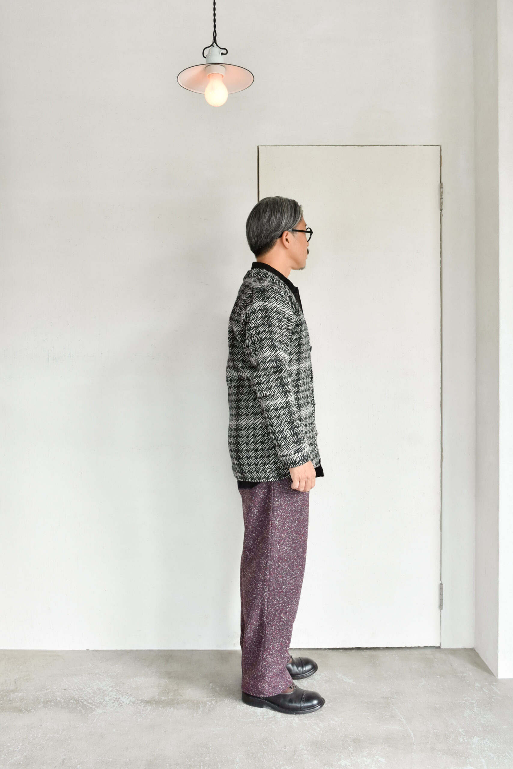 Frank Leder Black White Chequered Wool Cardigan