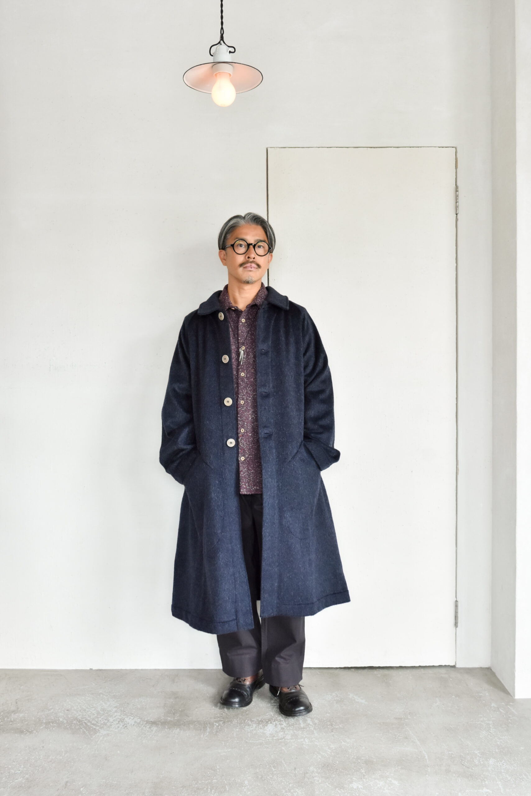 Frank Leder Navy Wool Alpaca Duster Coat