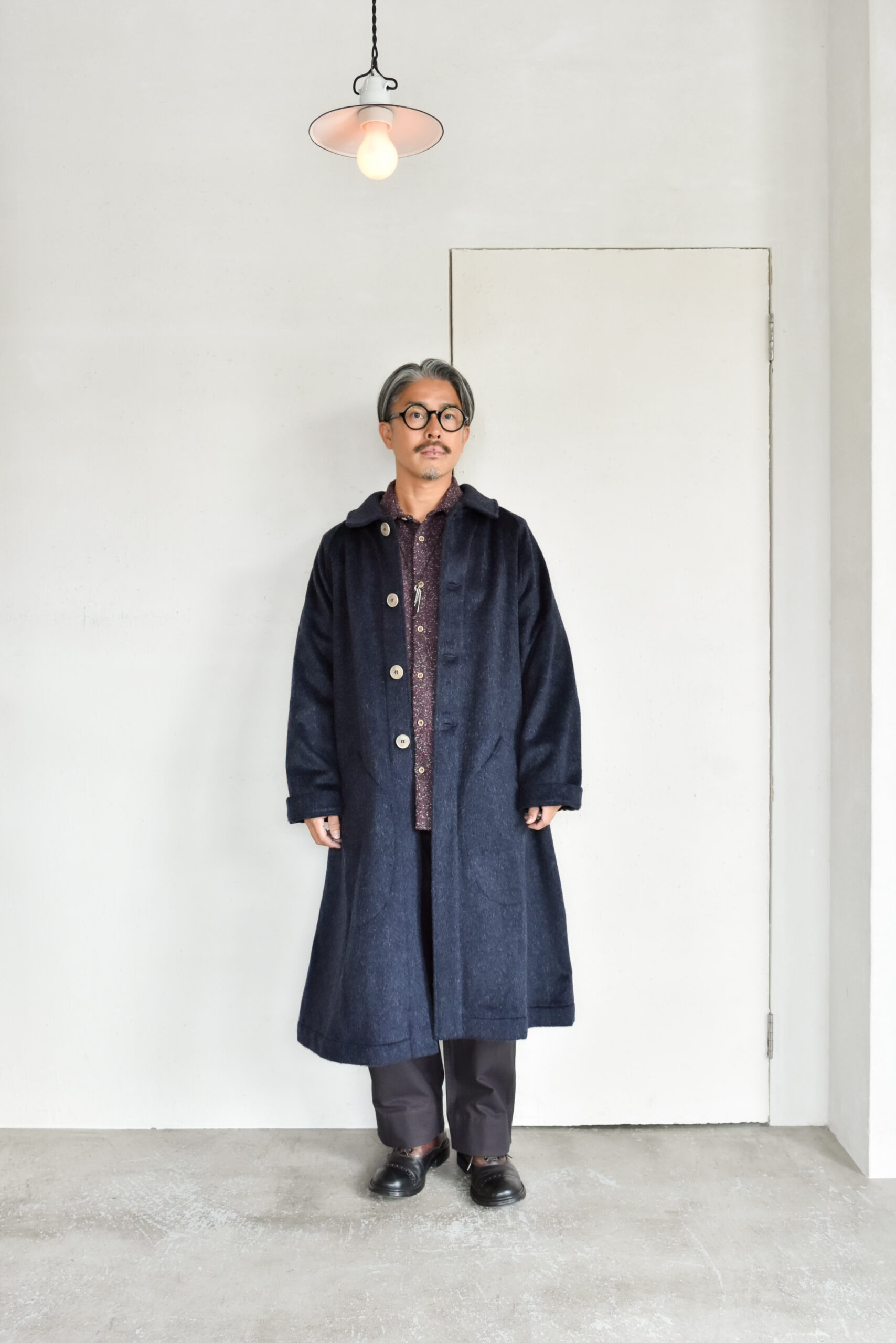 Frank Leder Navy Wool Alpaca Duster Coat