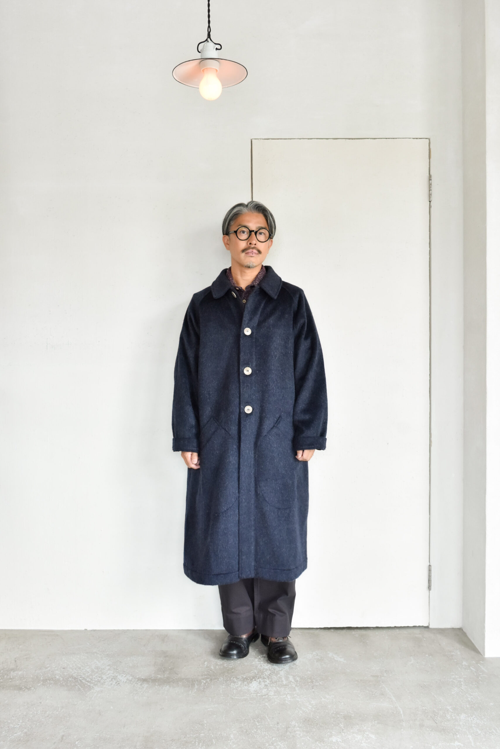 Frank Leder Navy Wool Alpaca Duster Coat
