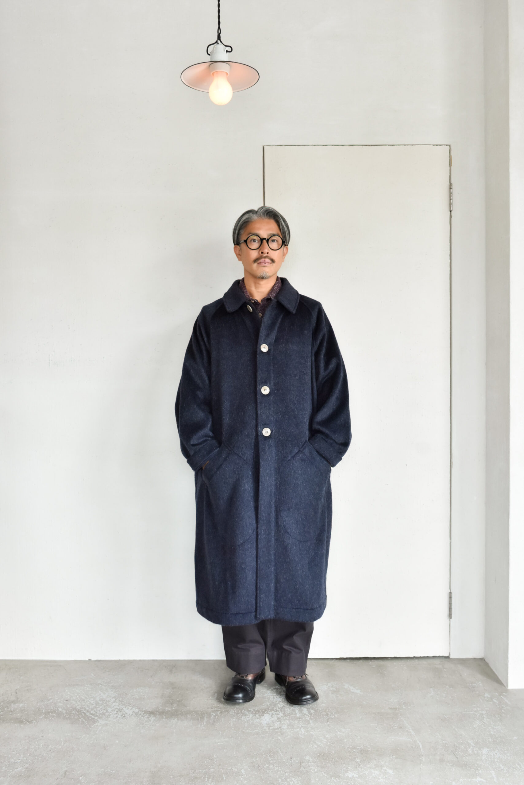 Frank Leder Navy Wool Alpaca Duster Coat