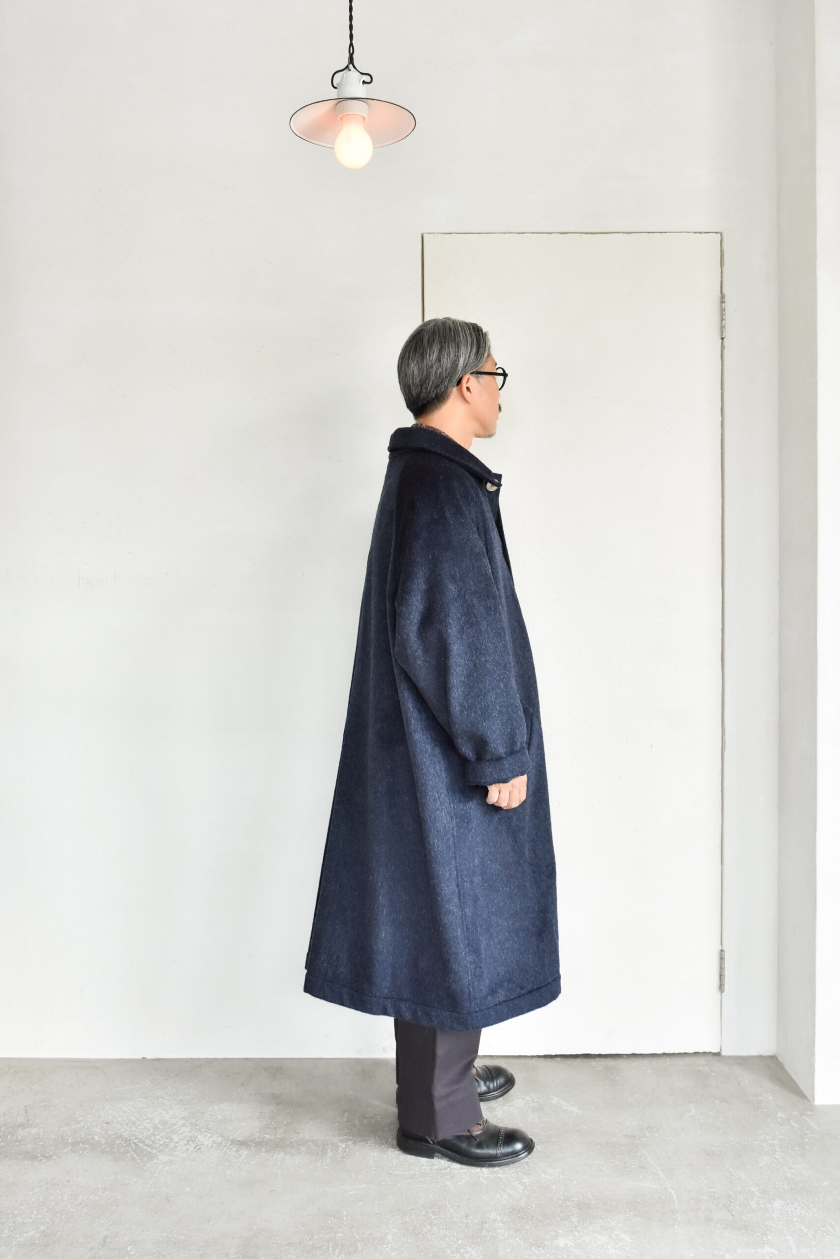 Frank Leder Navy Wool Alpaca Duster Coat
