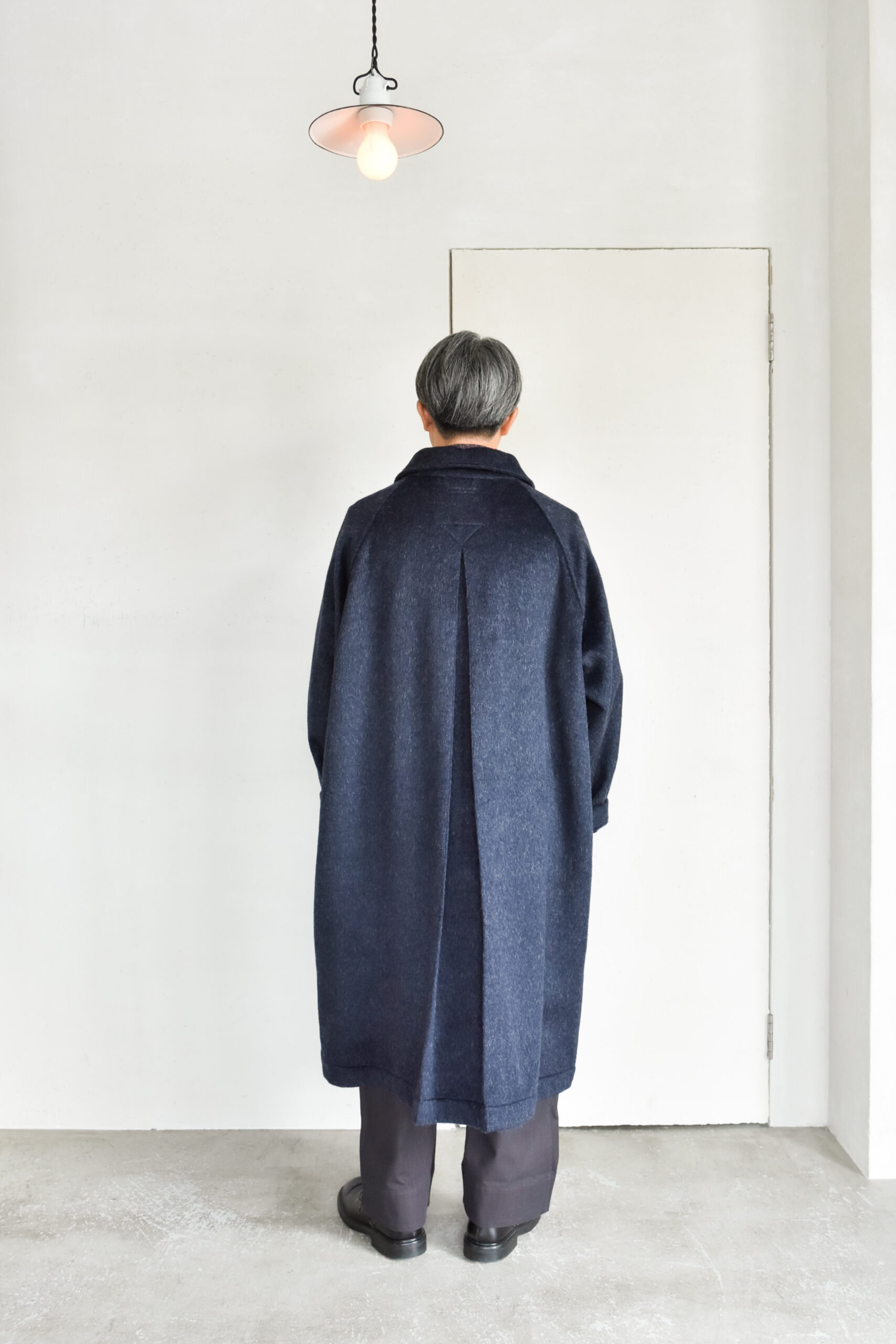 Frank Leder Navy Wool Alpaca Duster Coat