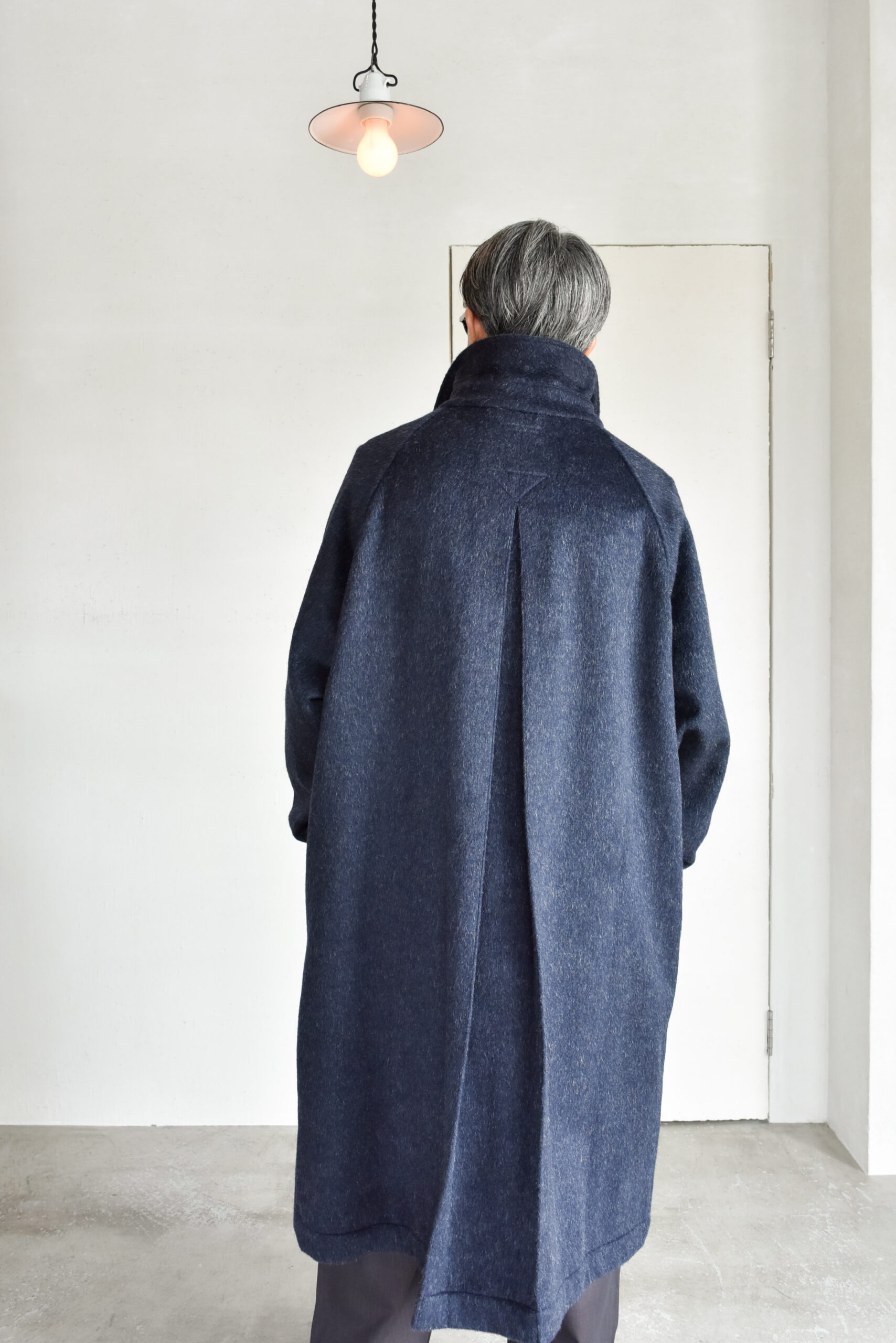 Frank Leder Navy Wool Alpaca Duster Coat