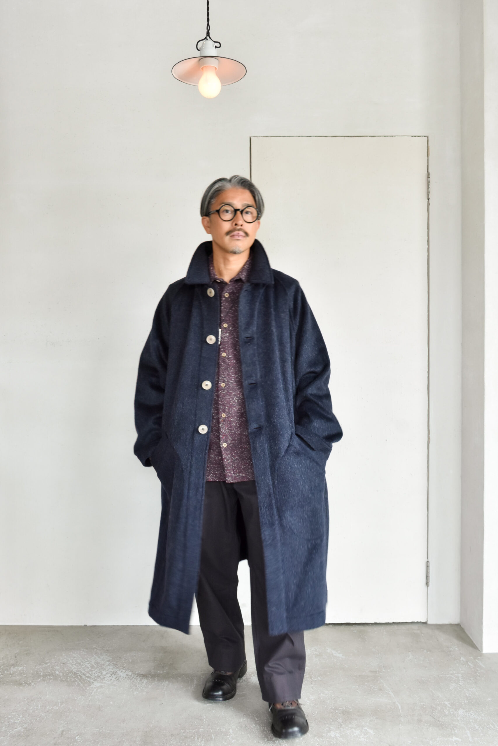 Frank Leder Navy Wool Alpaca Duster Coat