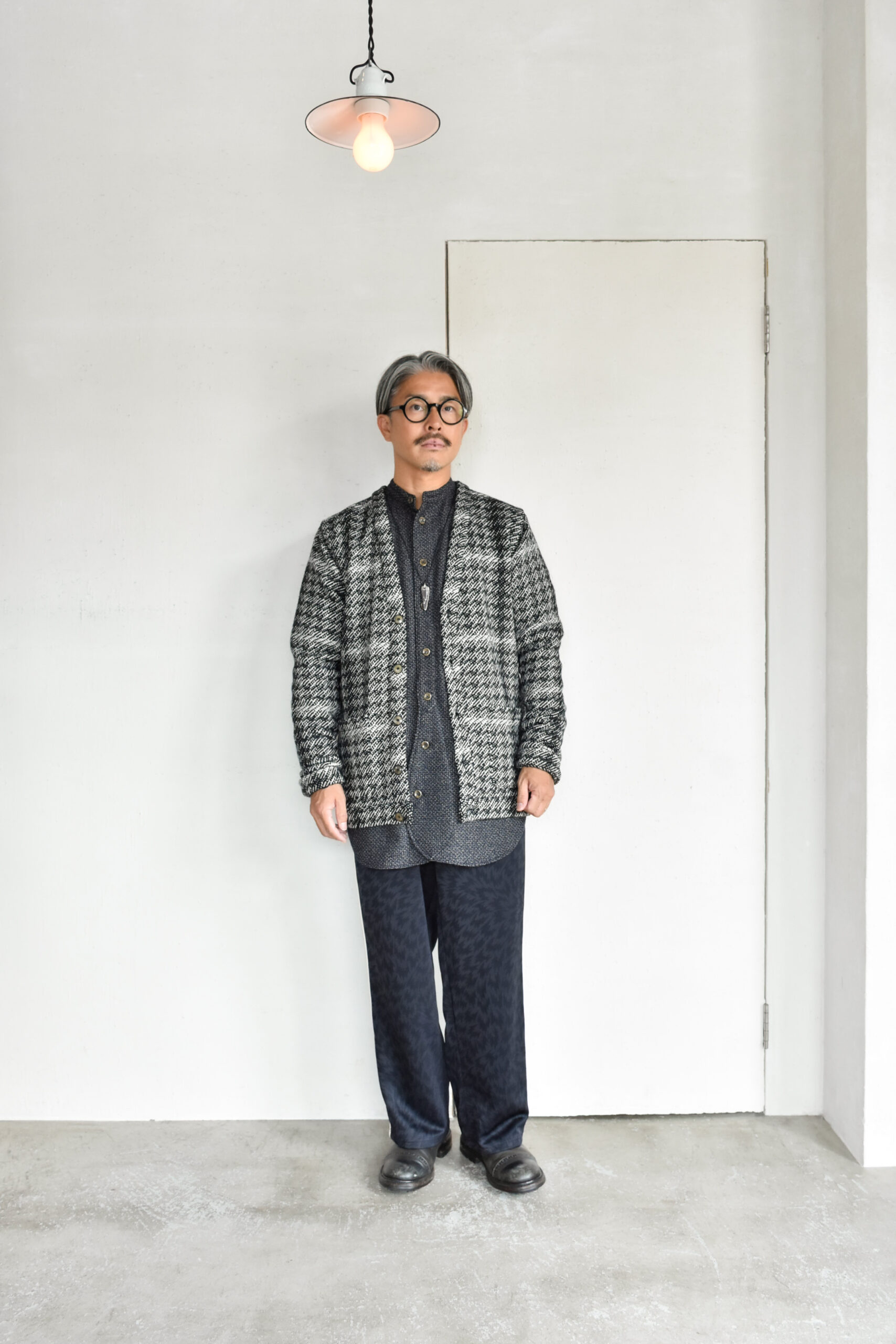 Frank Leder Black White Chequered Wool Cardigan