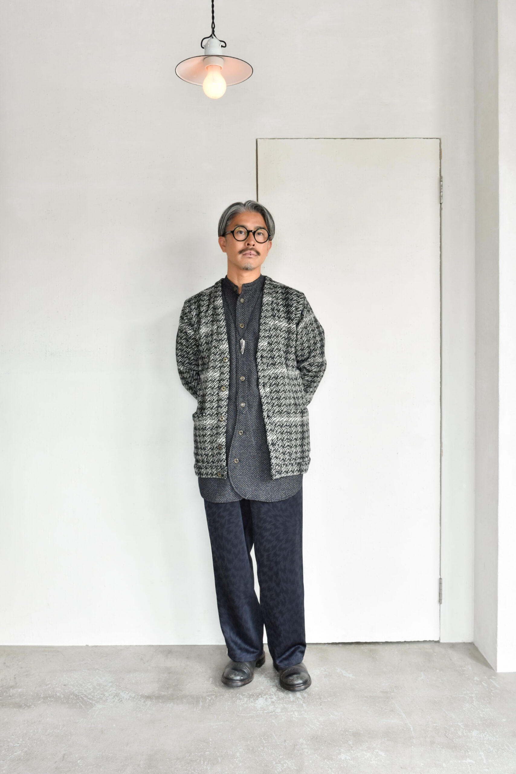 Frank Leder Black White Chequered Wool Cardigan