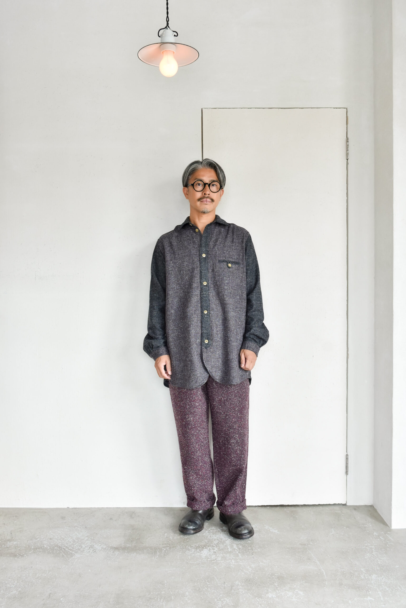 Frank Leder 2 Tone Brown Wool Old Style Shirt