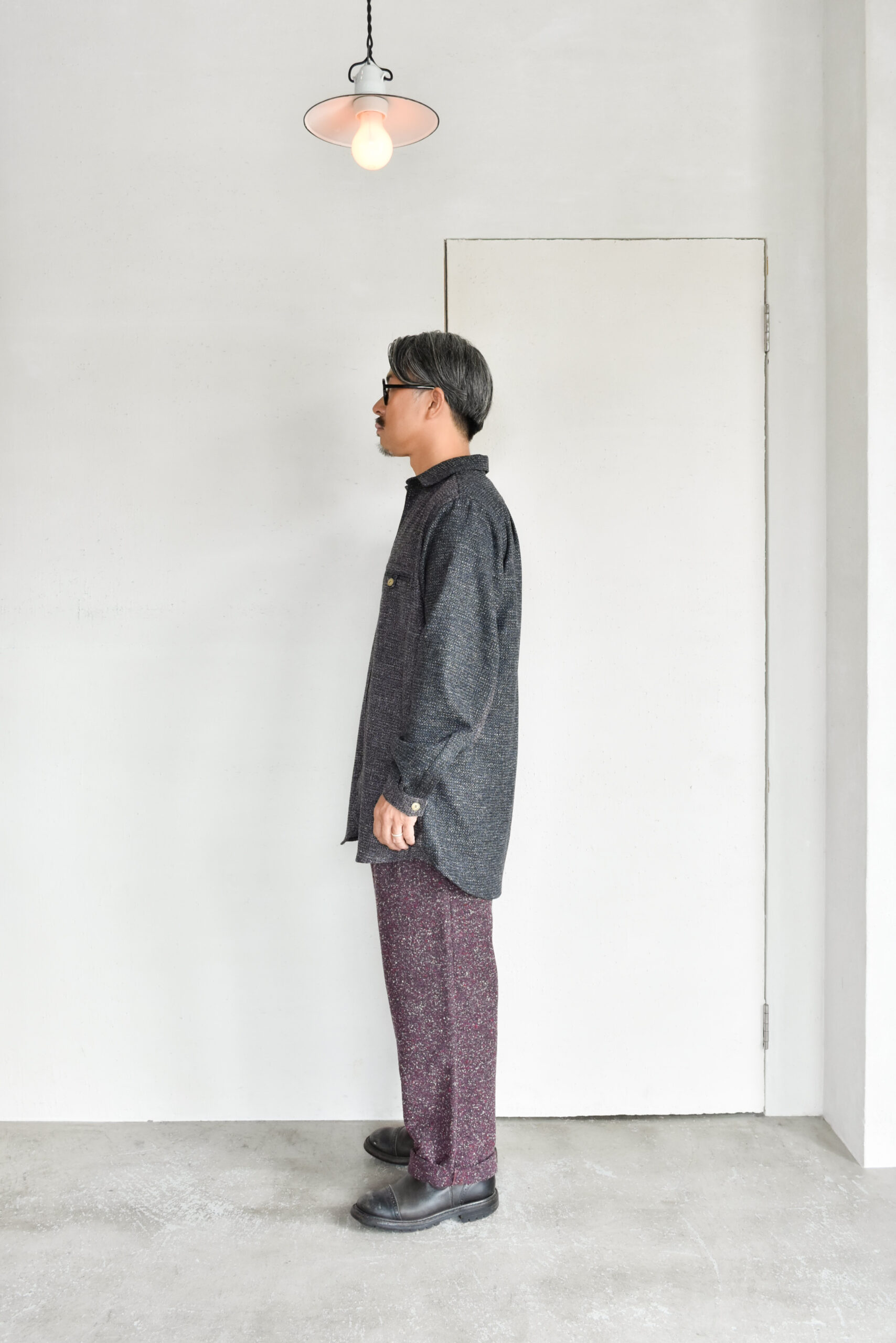 Frank Leder 2 Tone Brown Wool Old Style Shirt