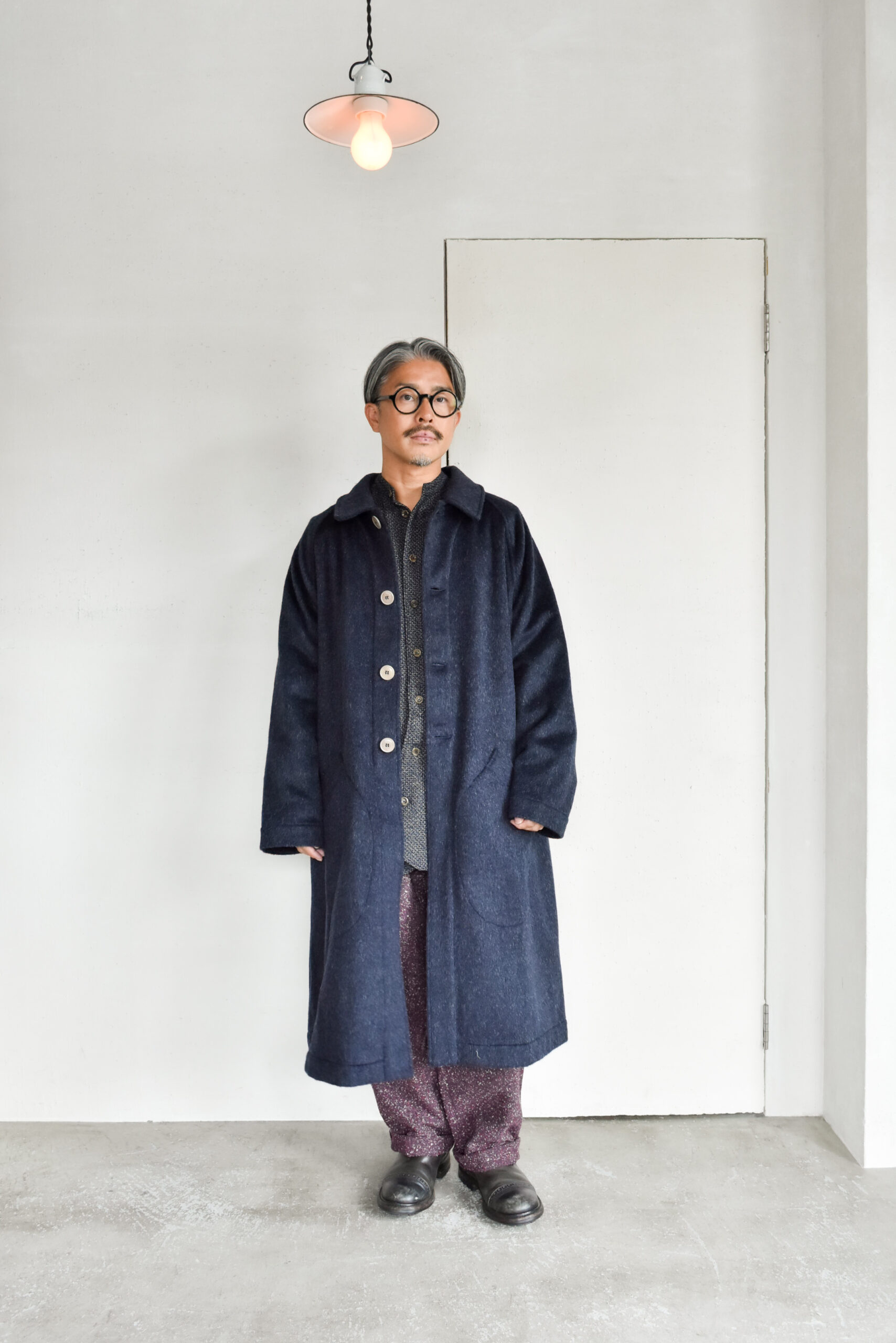 Frank Leder Navy Wool Alpaca Duster Coat