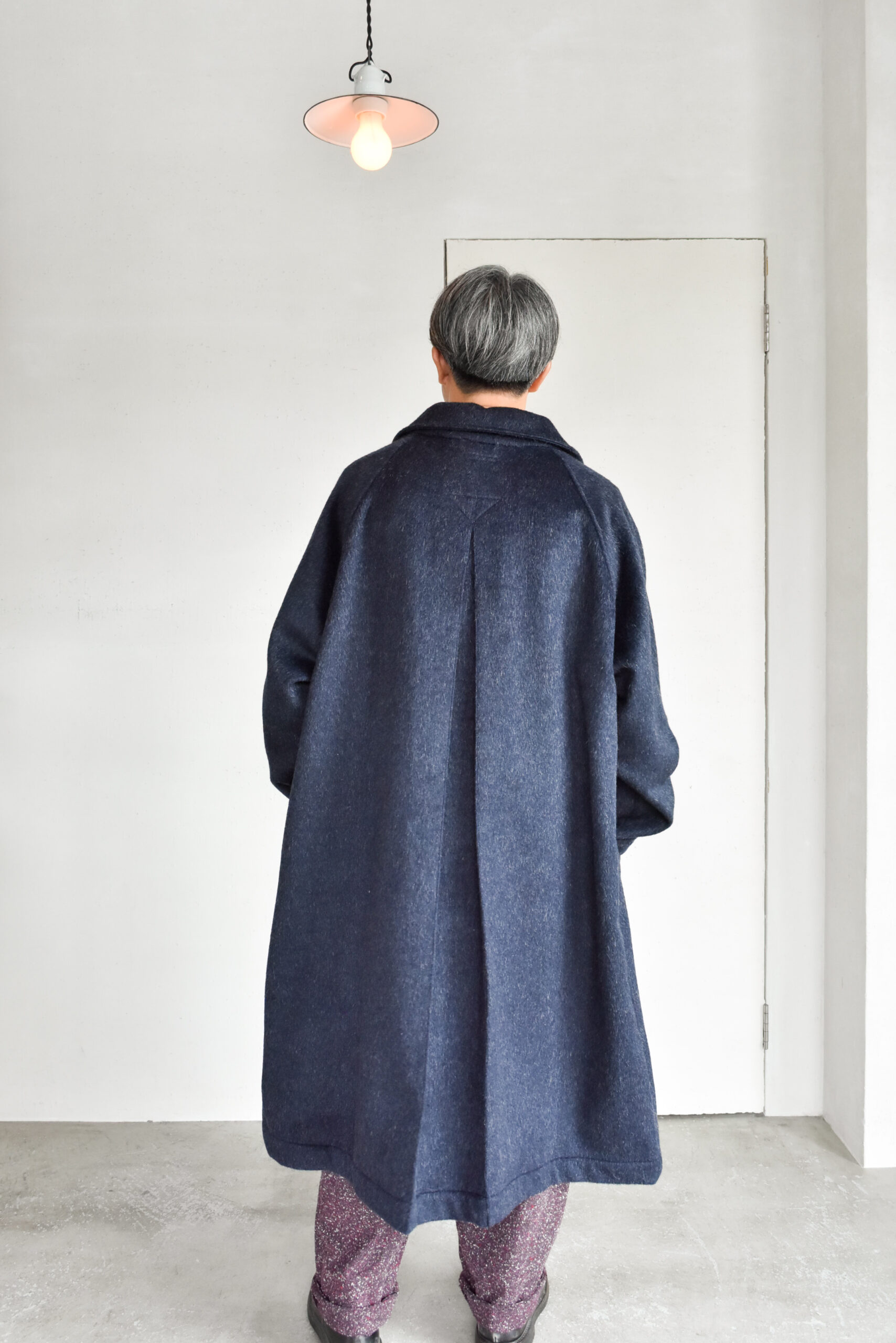 Frank Leder Navy Wool Alpaca Duster Coat