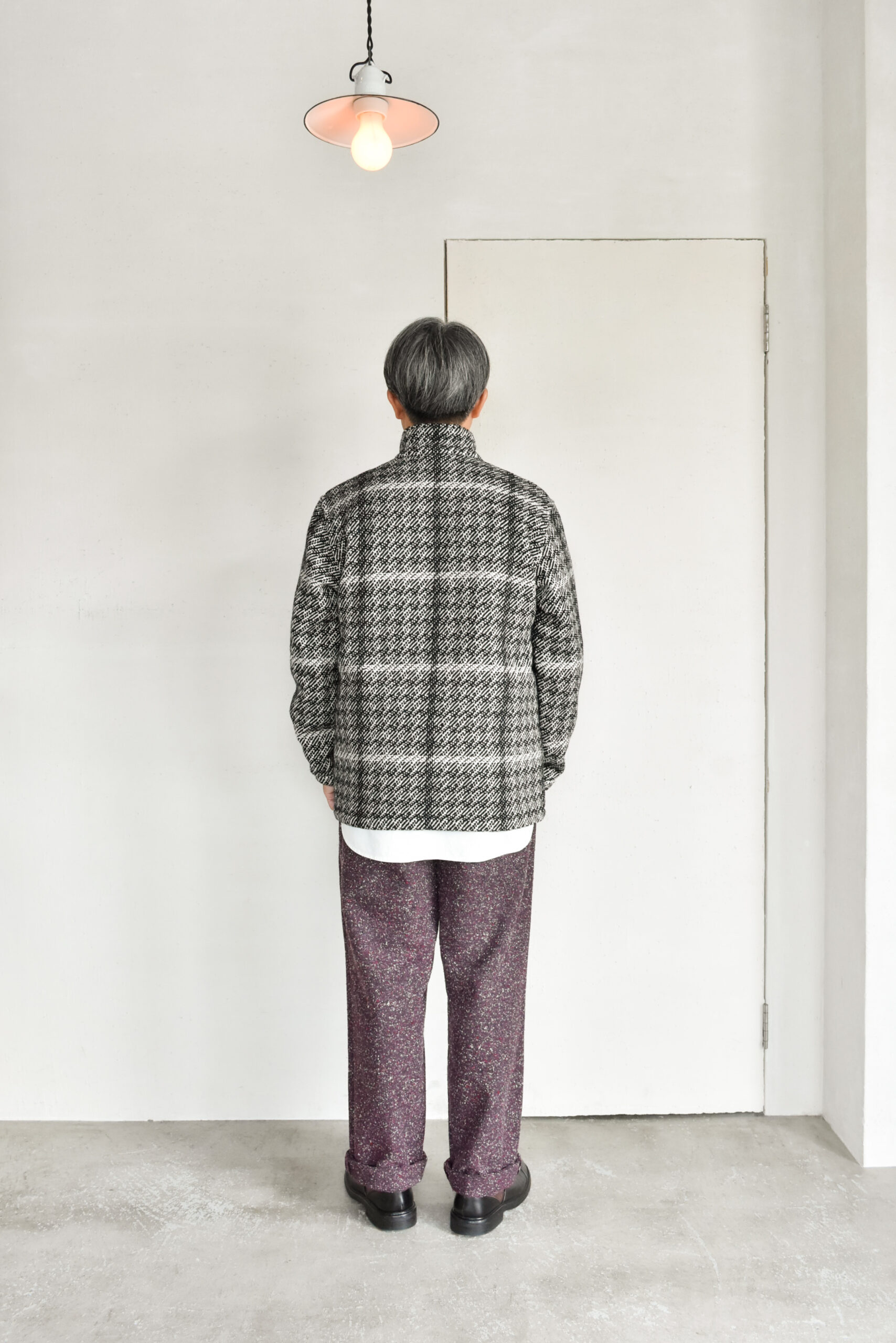 Frank Leder Black White Chequered Wool Jacket with Pocket