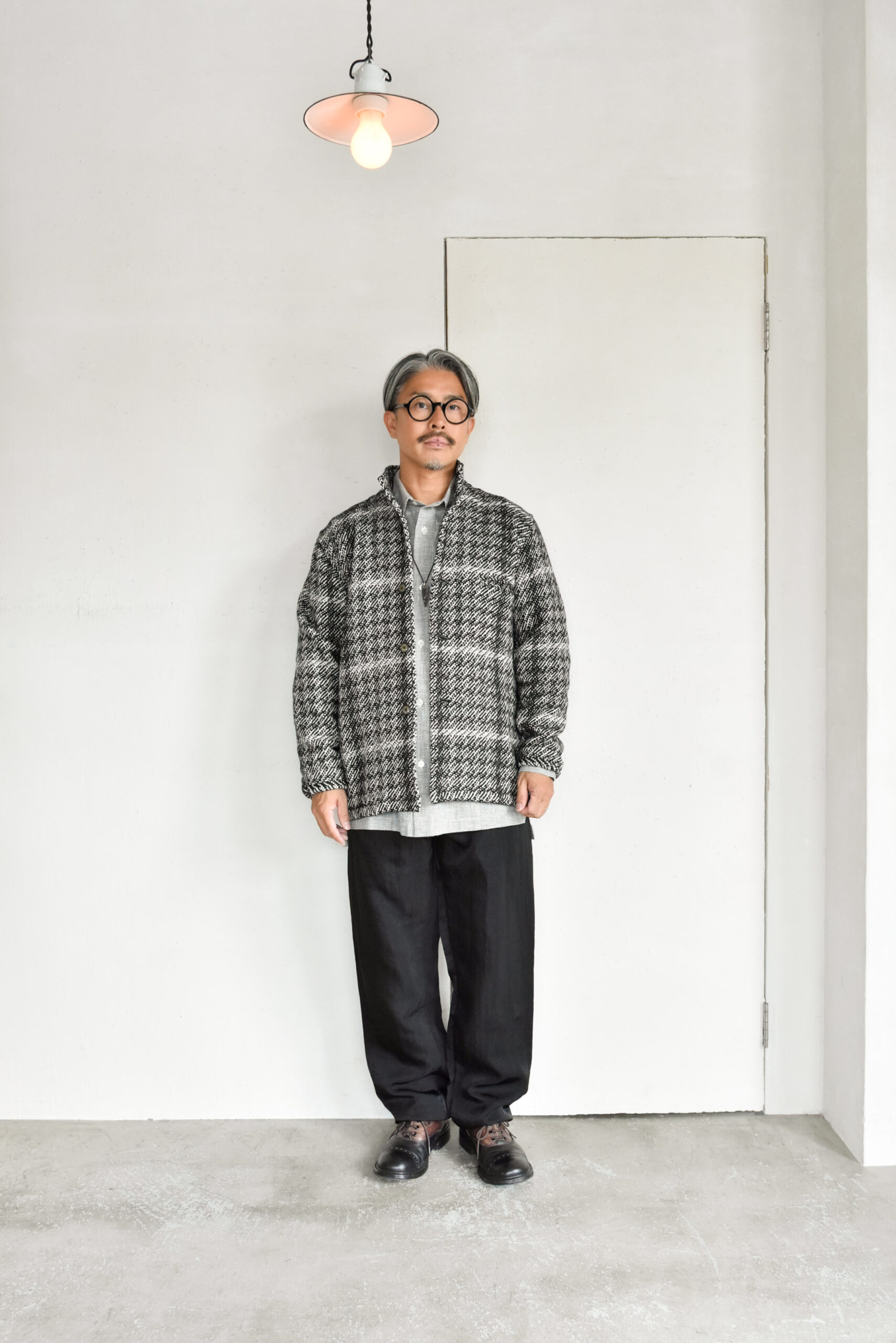 Frank Leder Black White Chequered Wool Jacket with Pocket
