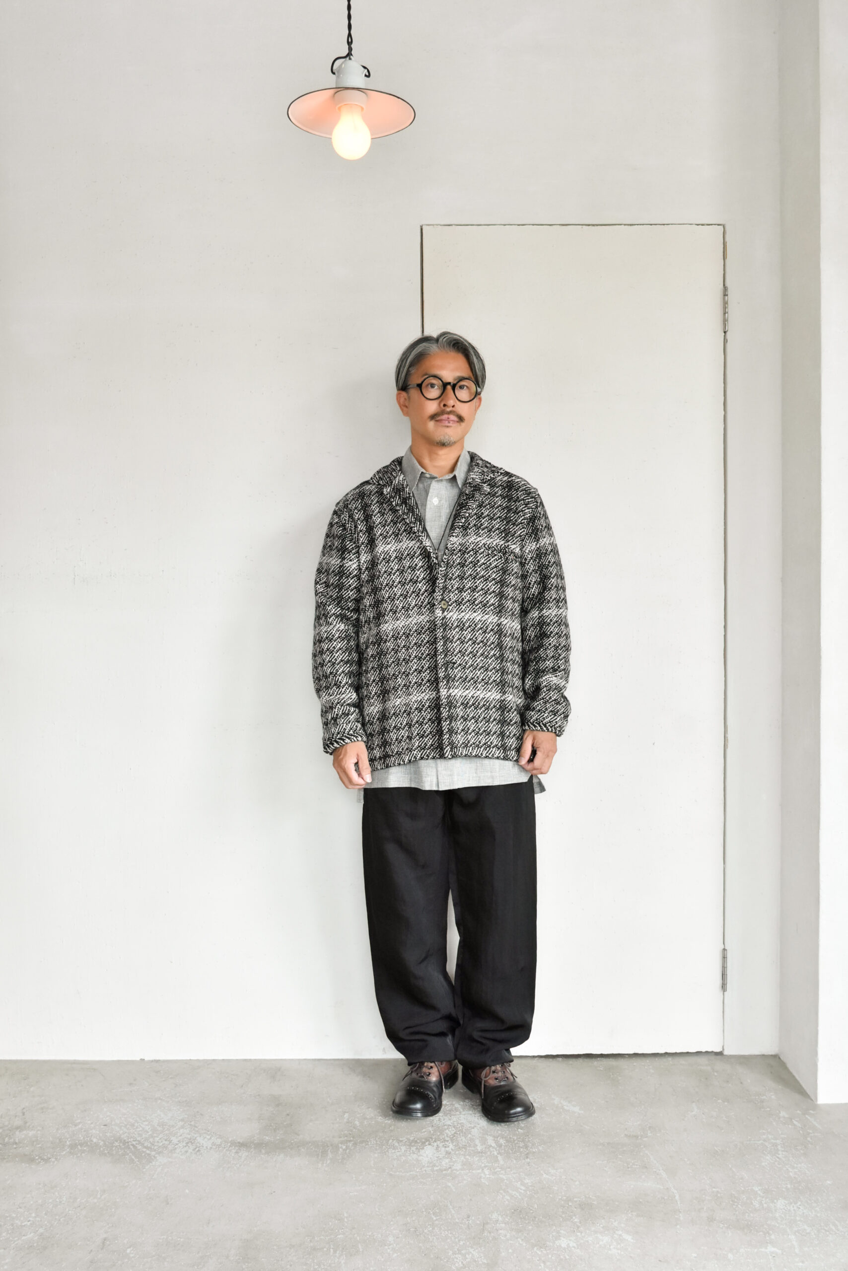 Frank Leder Black White Chequered Wool Jacket with Pocket
