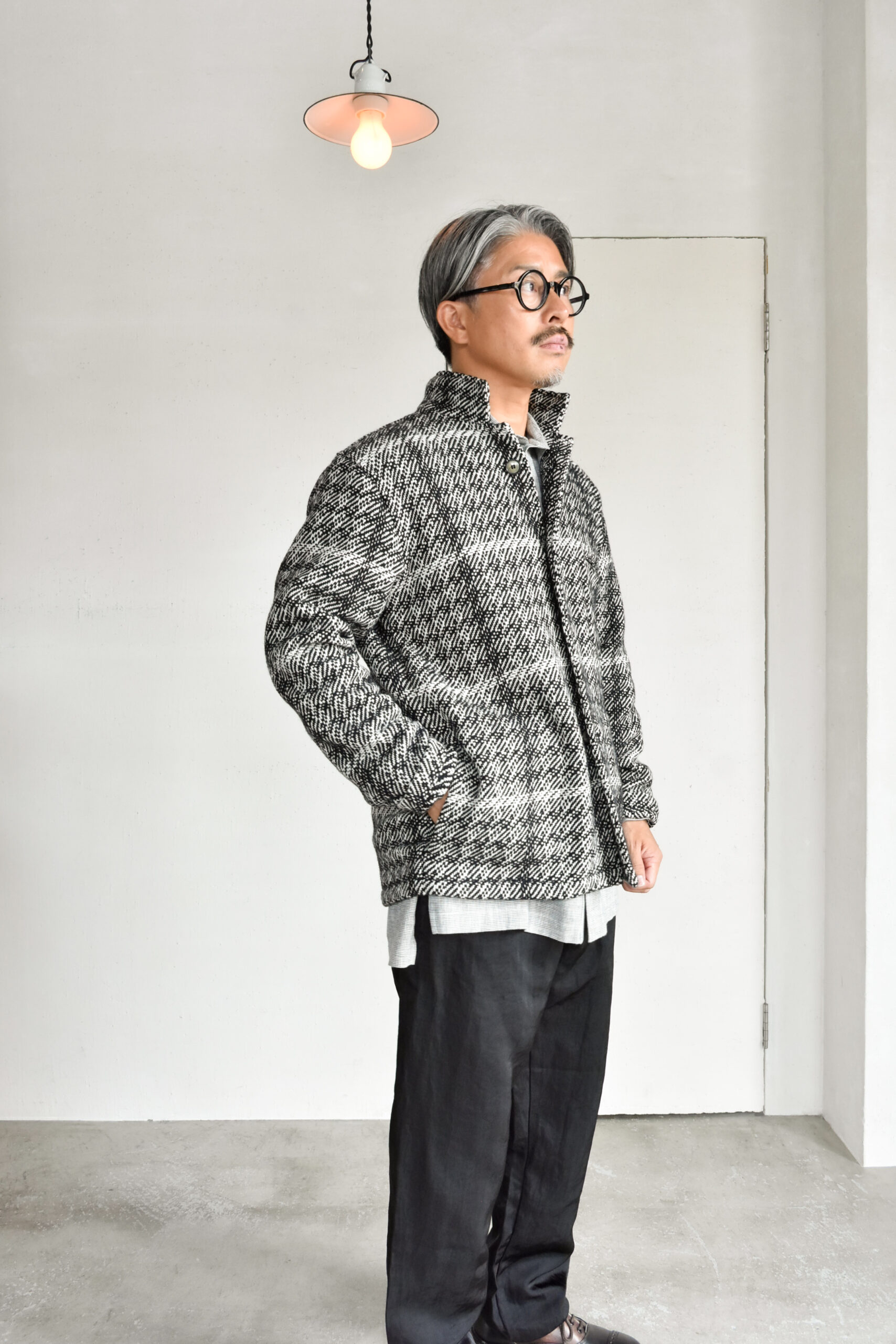 Frank Leder Black White Chequered Wool Jacket with Pocket