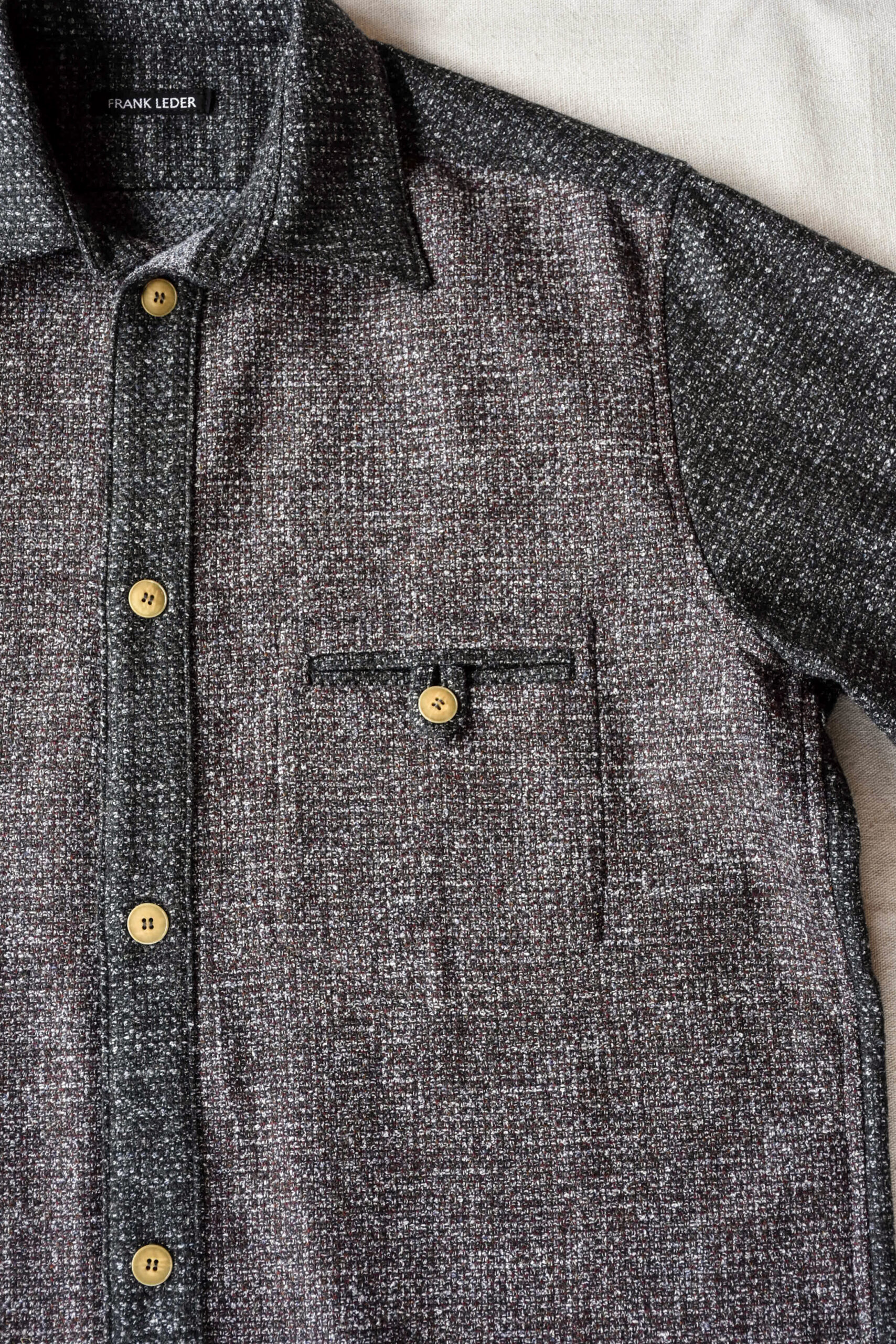 Frank Leder 2 Tone Brown Wool Old Style Shirt