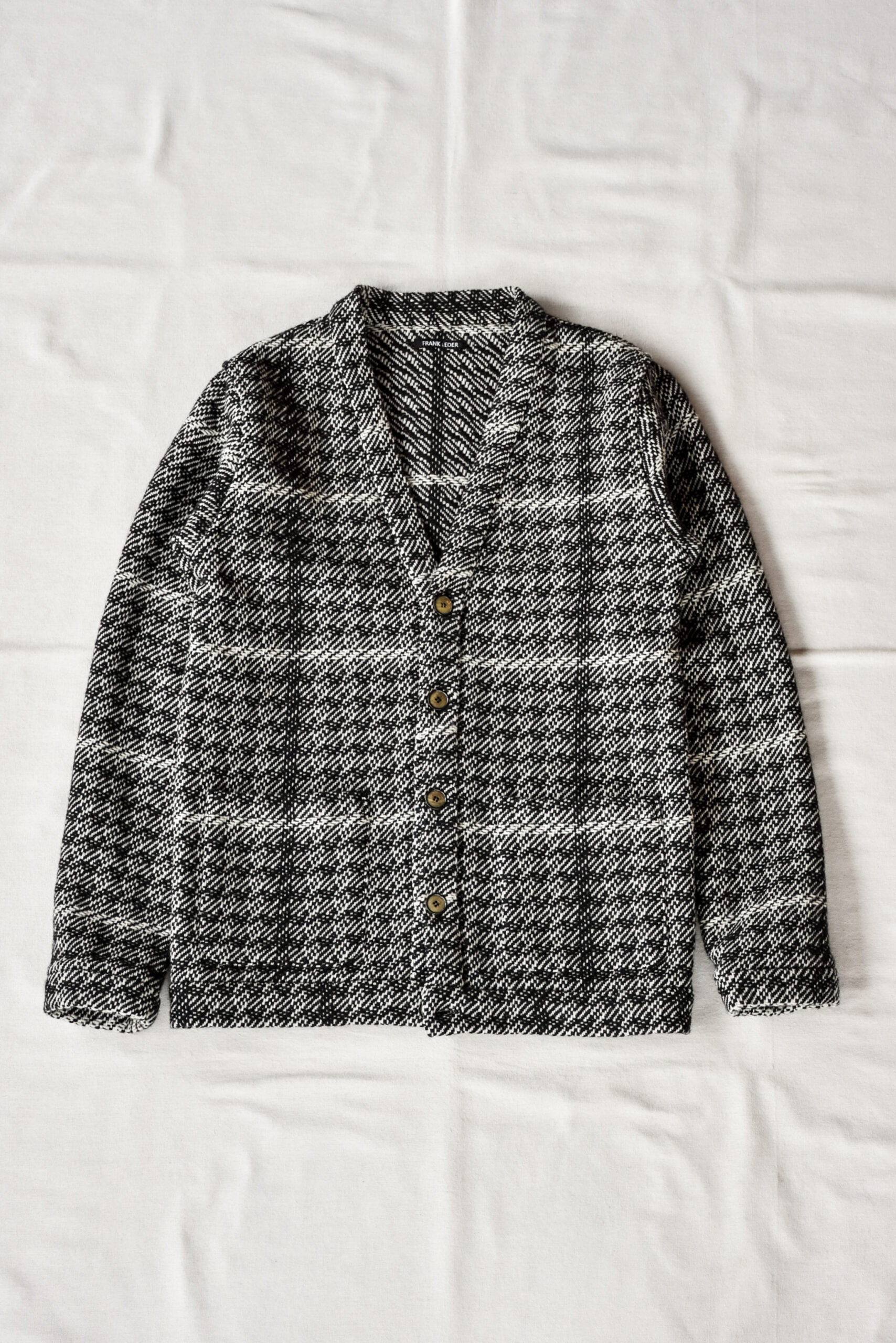 Frank Leder Black White Chequered Wool Cardigan