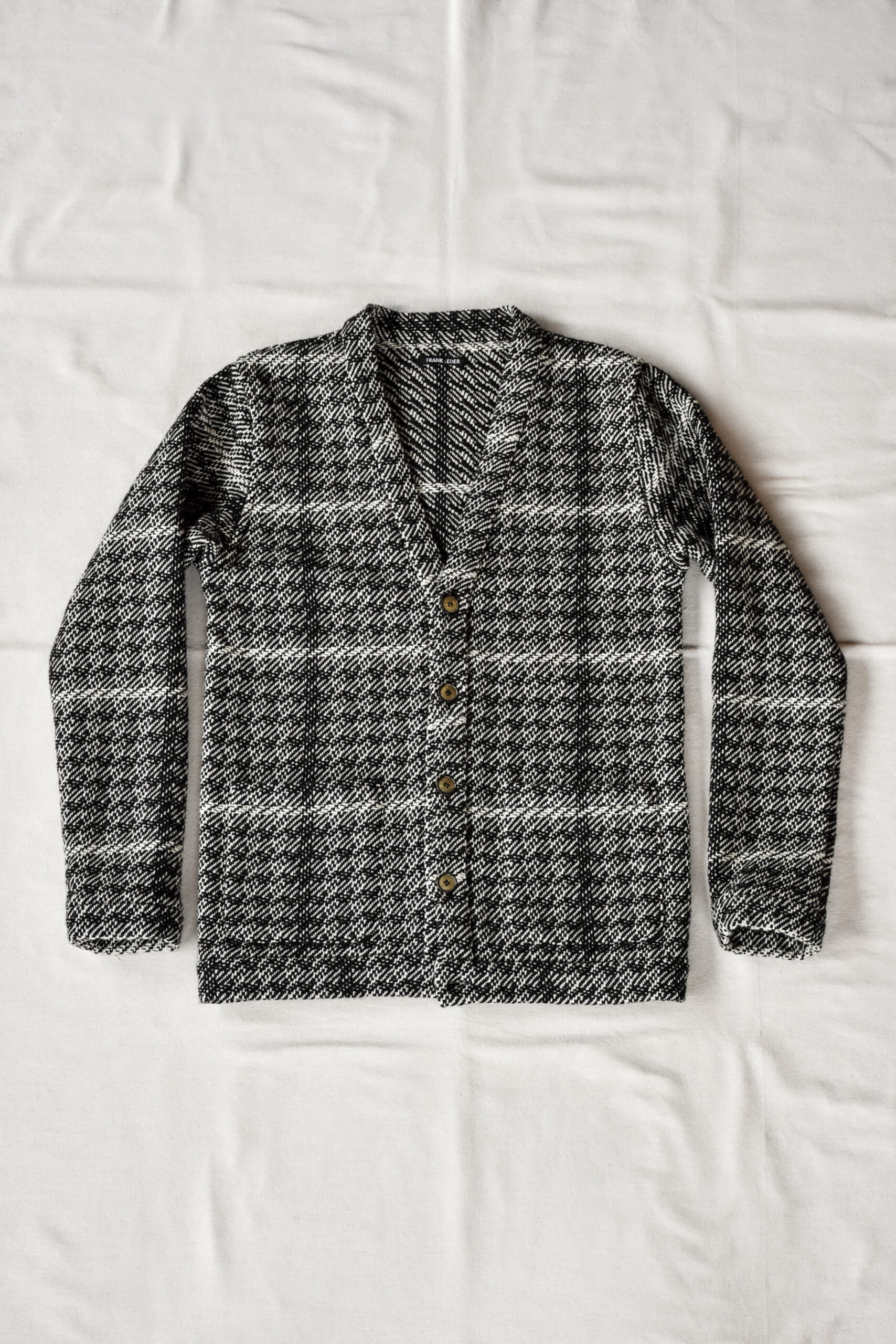 Frank Leder Black White Chequered Wool Cardigan