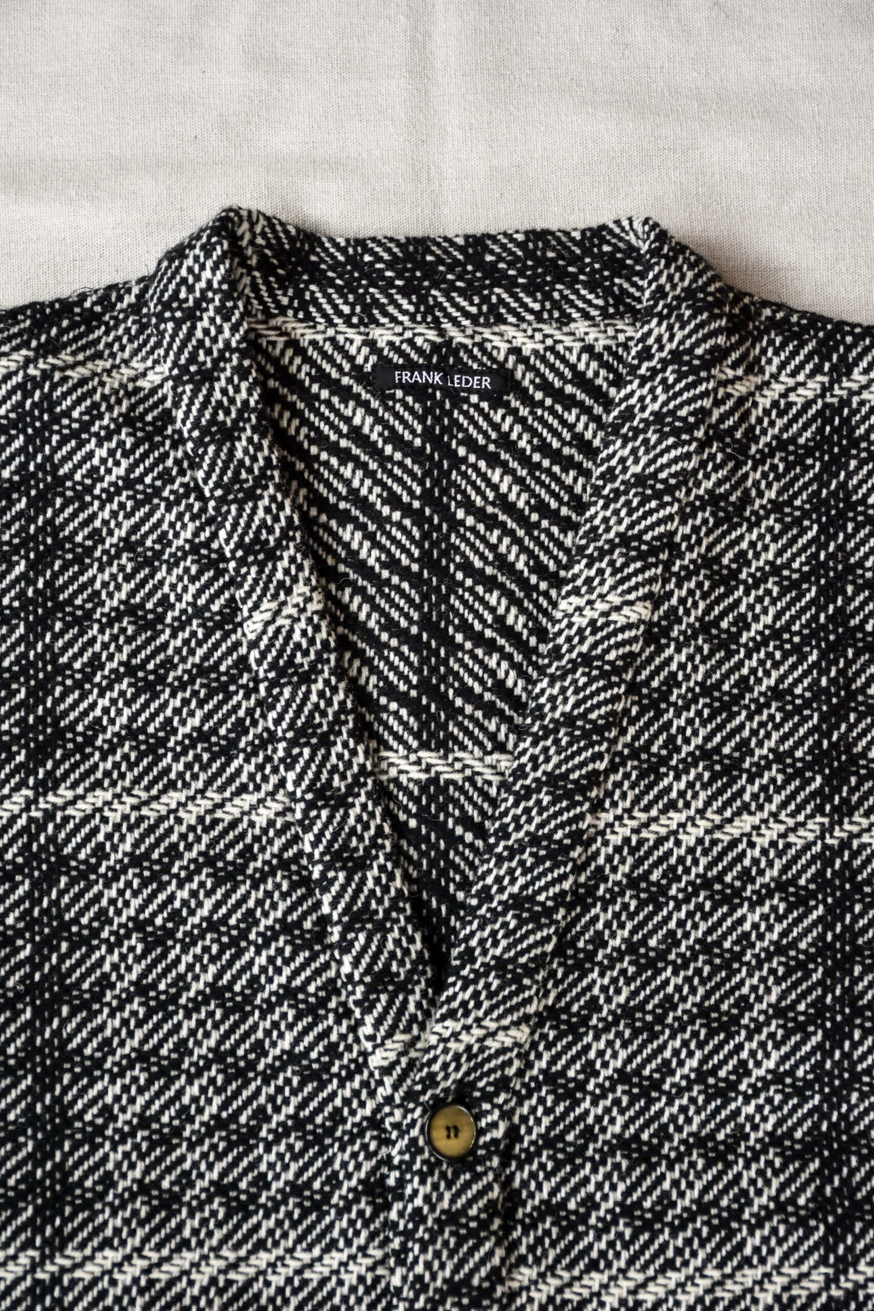 Frank Leder Black White Chequered Wool Cardigan