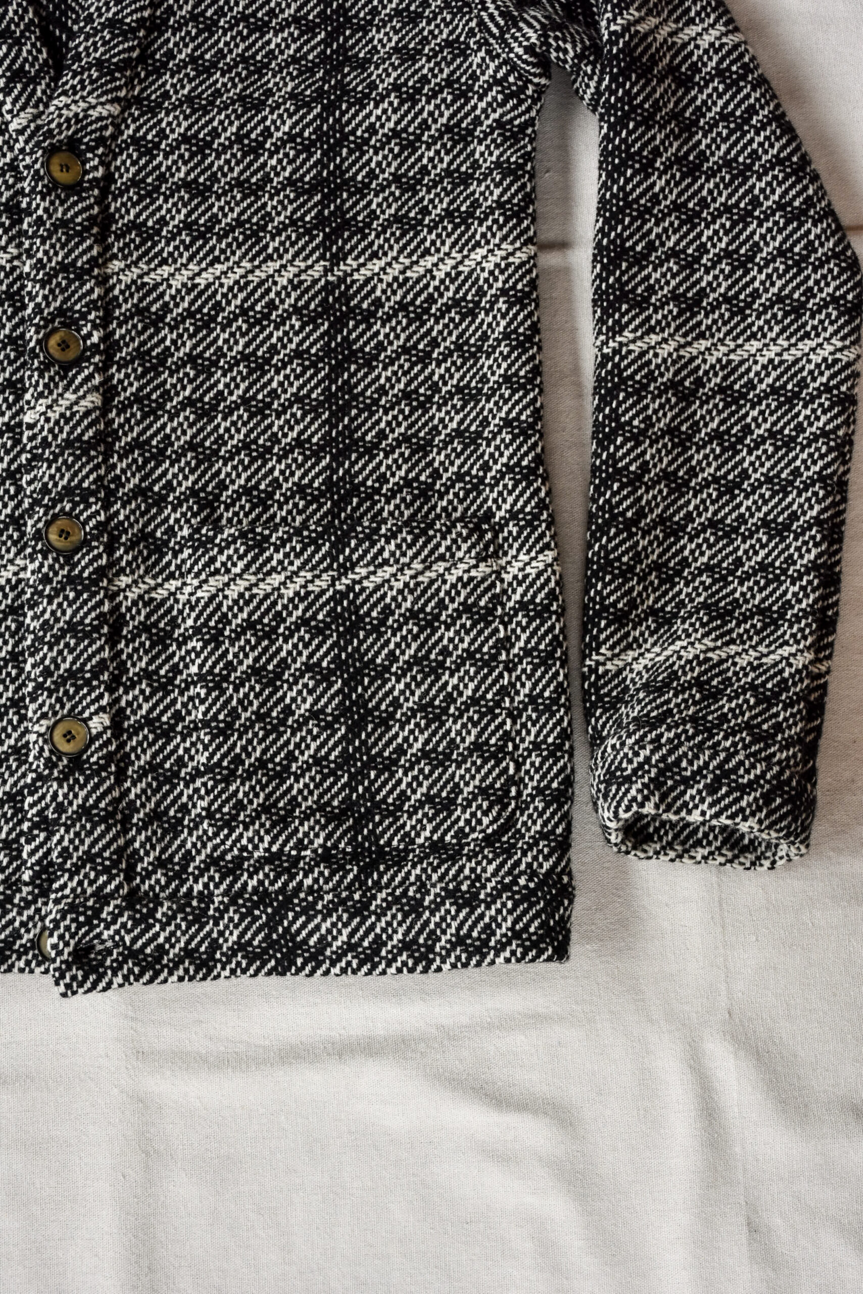 Frank Leder Black White Chequered Wool Cardigan