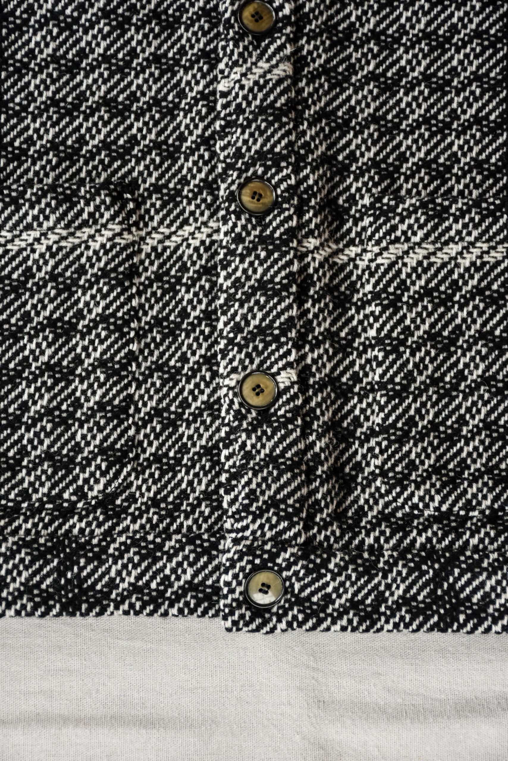 Frank Leder Black White Chequered Wool Cardigan