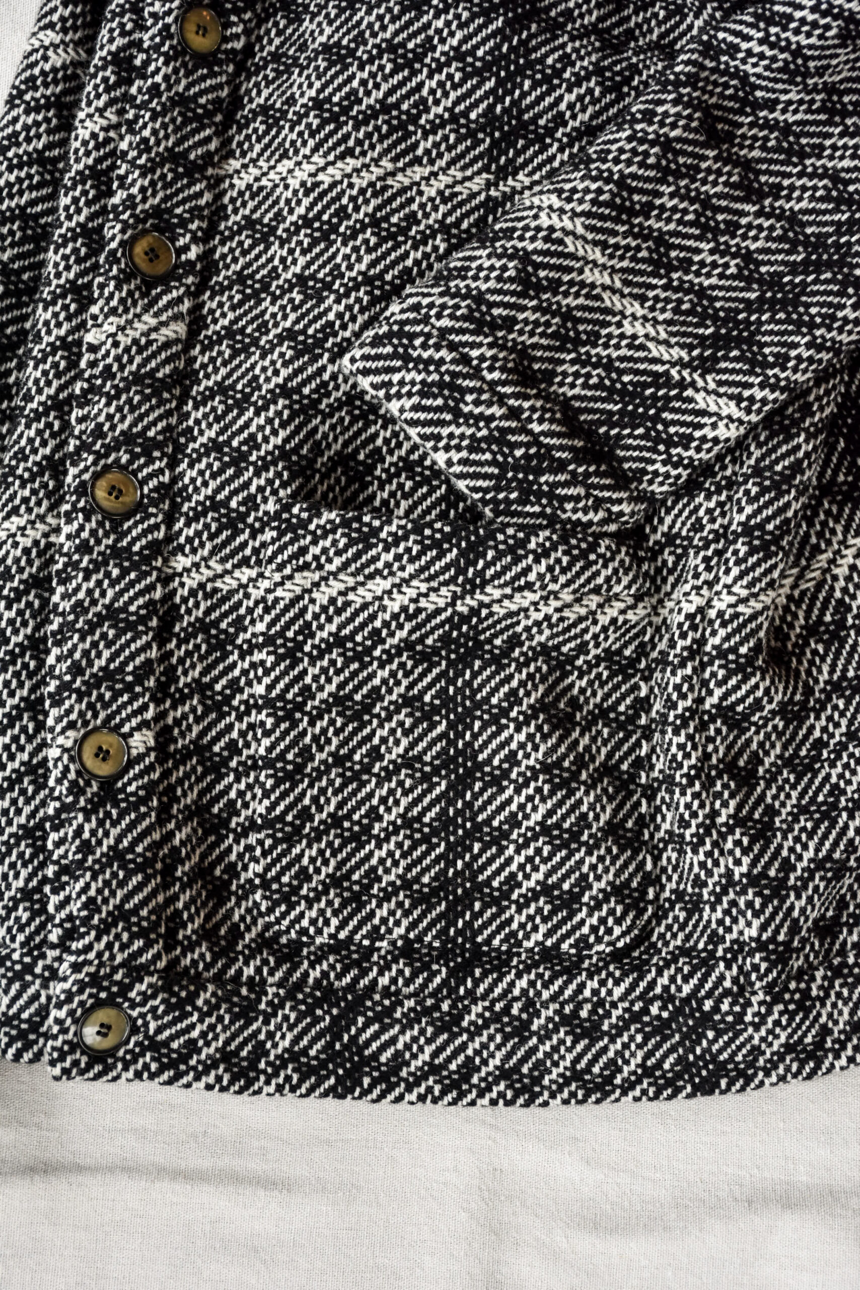 Frank Leder Black White Chequered Wool Cardigan