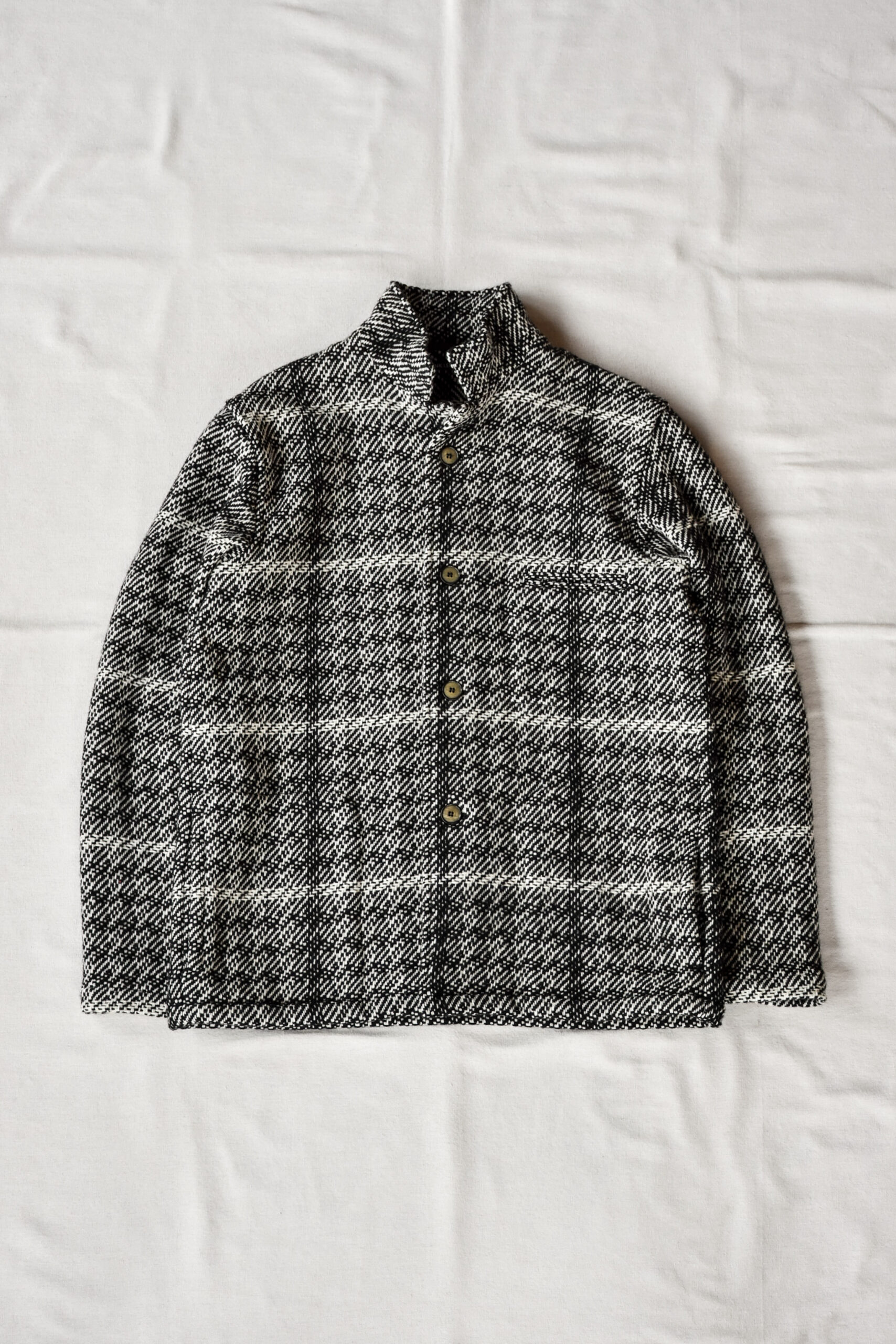 Frank Leder Black White Chequered Wool Jacket with Pocket