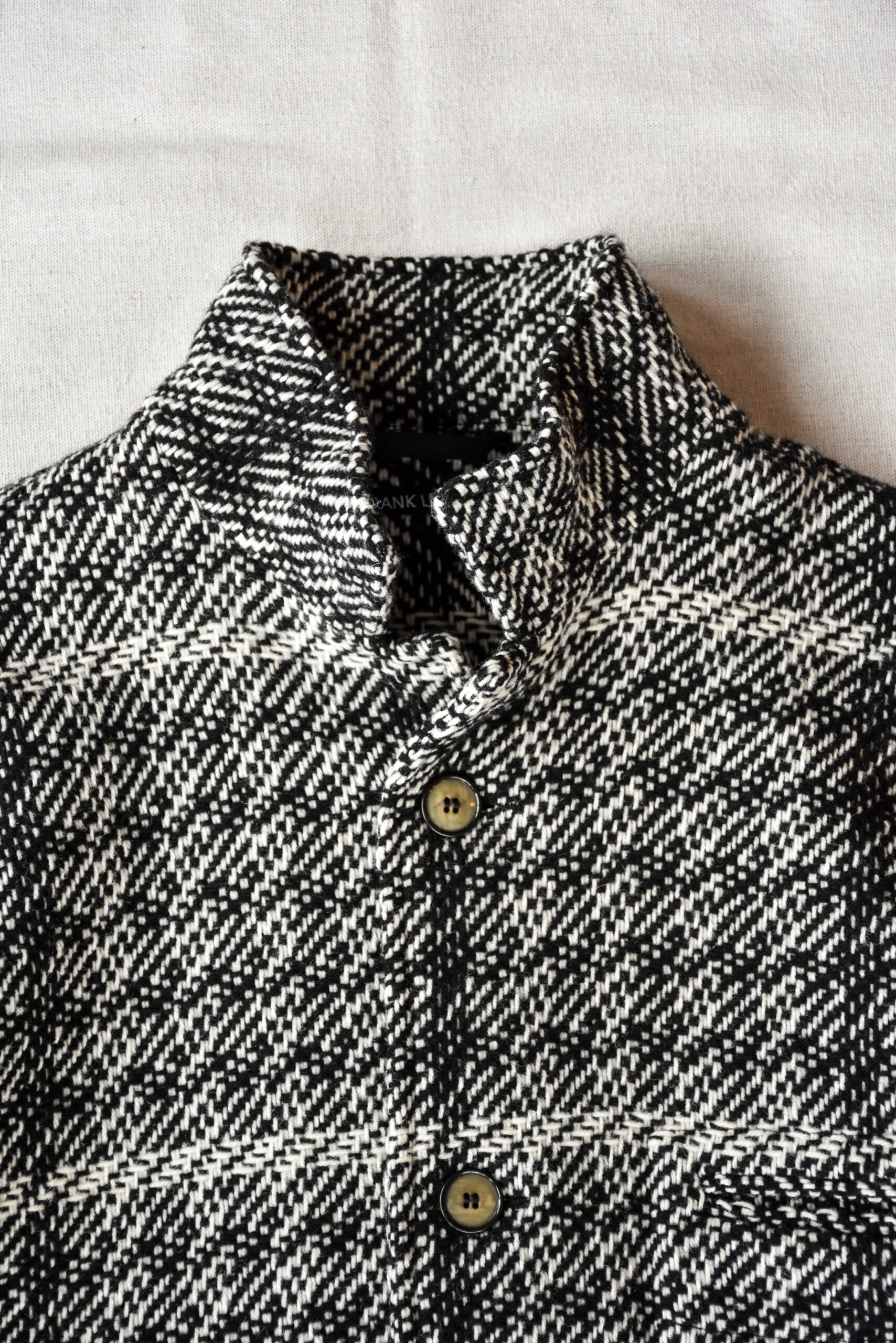 Frank Leder Black White Chequered Wool Jacket with Pocket
