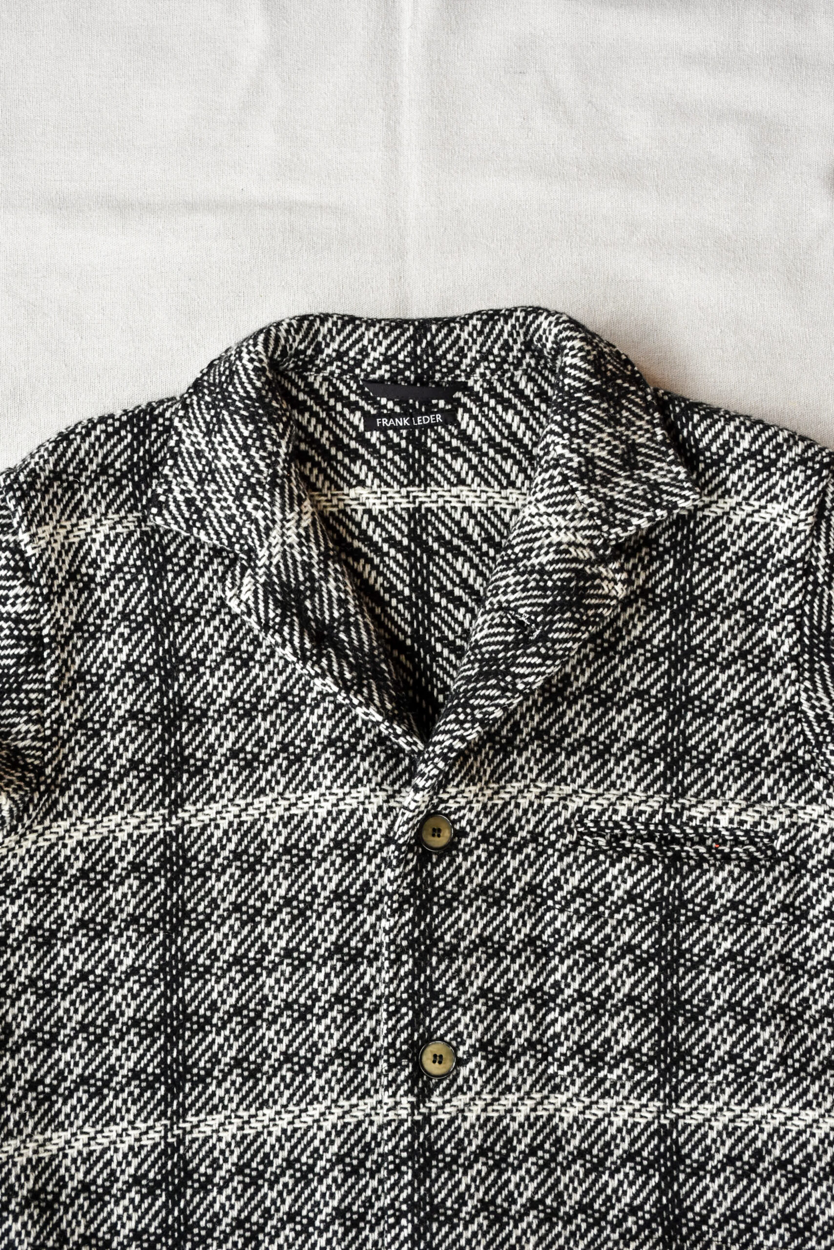 Frank Leder Black White Chequered Wool Jacket with Pocket