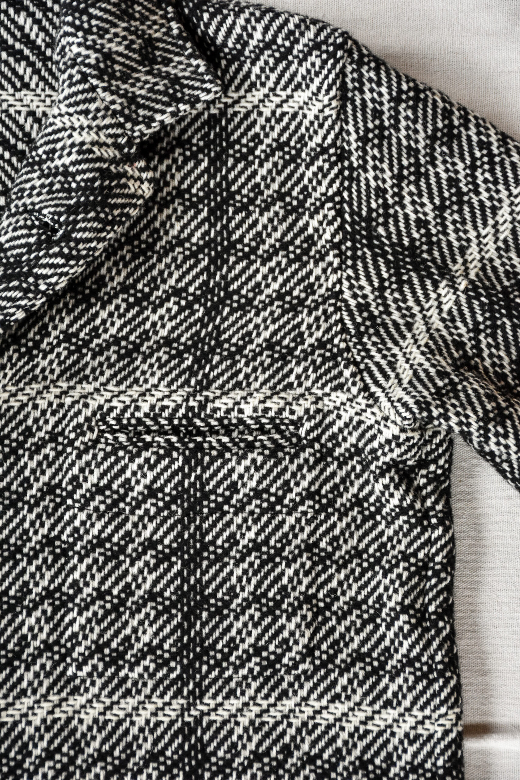 Frank Leder Black White Chequered Wool Jacket with Pocket