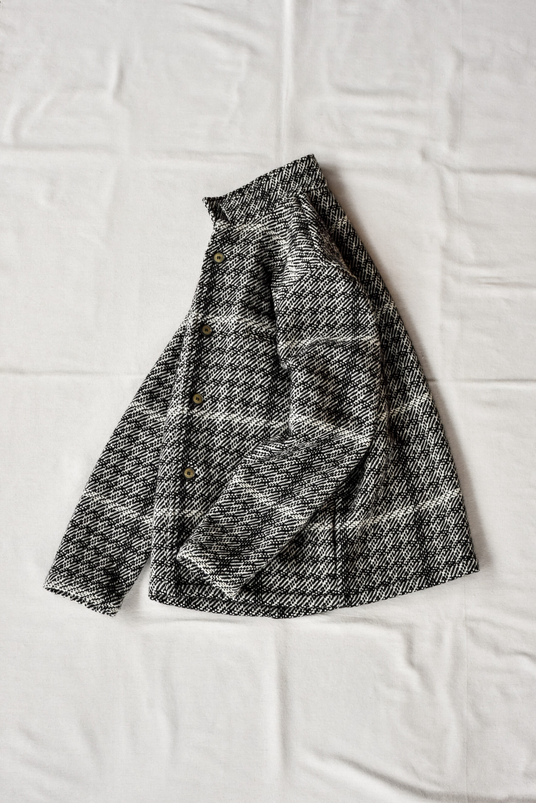 Frank Leder Black White Chequered Wool Jacket with Pocket