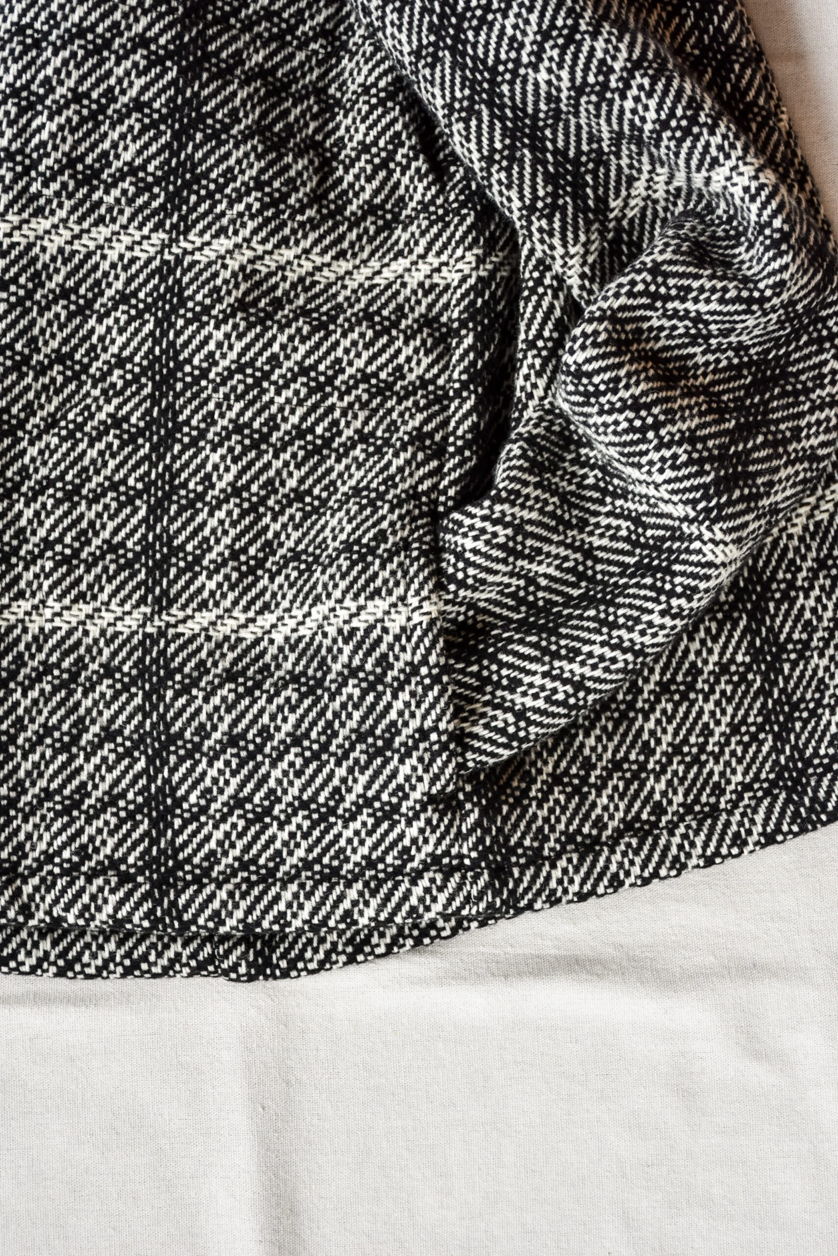 Frank Leder Black White Chequered Wool Jacket with Pocket