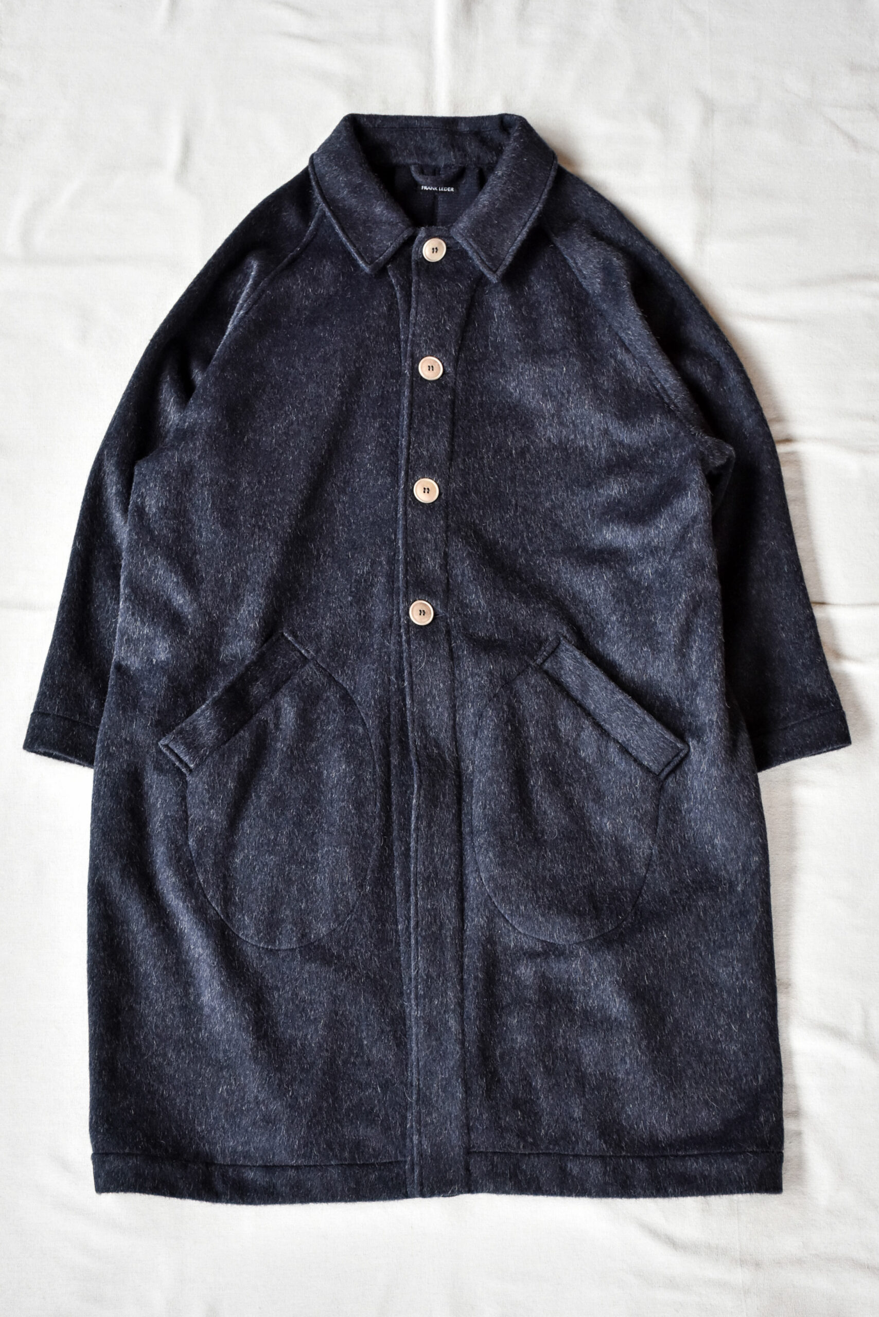 Frank Leder Navy Wool Alpaca Duster Coat