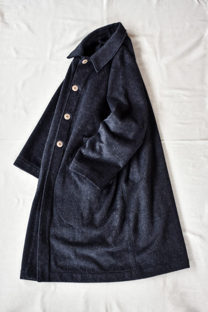 Frank Leder Navy Wool Alpaca Duster Coat